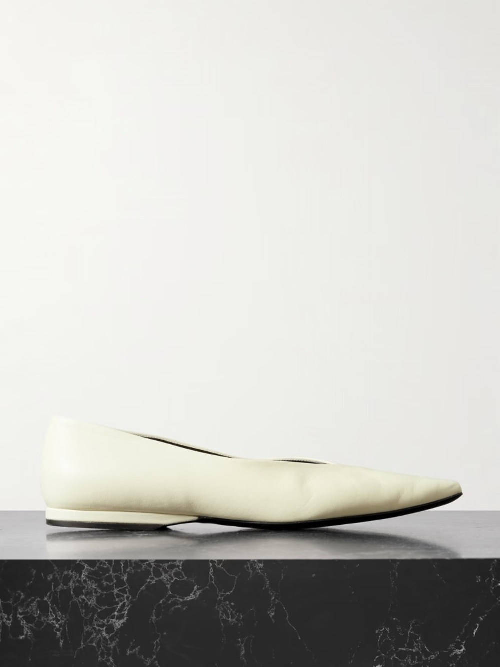 Barsi White Leather Ballet Flats size 39 - Loulou de Saison - Picture 6 of 14